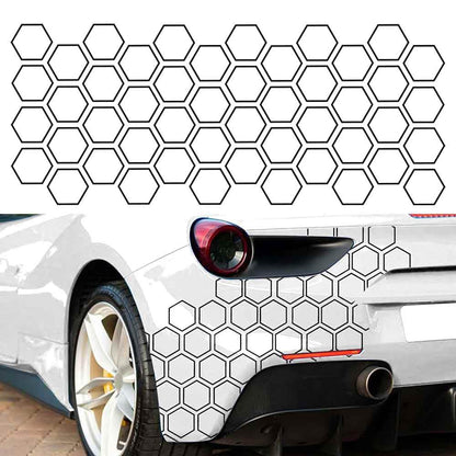 JSCARLIFE 48 Grids Honeycomb Car Decals - Waterproof PVC Body Stickers for Car, SUV, Truck & Van - DIY Decorative Graphics for Door, Hood & Side Panels (53.5x22.8inch (Black))