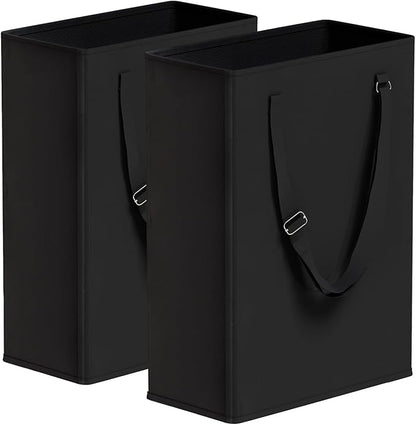 Slim Laundry Hamper with Adjustable Long Handles, 45L Small Laundry Baskets