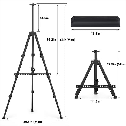 Easel Stand for Sign, Hemndic 66" Easels Stand for Painting Heavy Duty, Portable Travel Easel for Display (2 Pack)