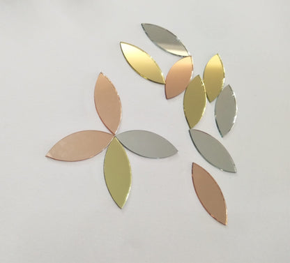MEYA 120pcs of Glass Mosaic Tiles Petal Leaves, Glass Supplies for Crafts, Craft Mirrors, Mirror Embellishments (Rose Gold Mirror)