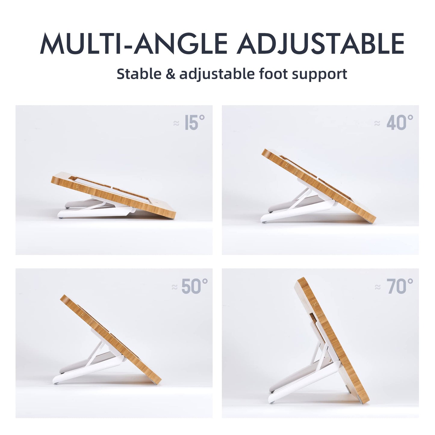 ELETIUO Adjustable Tablet Stand with Pencil&Charger Cable Slot,Bamboo Wooden Stand with Multiple Angles,Organizer Desktop Holder for Drawing,Compatible with ipads(Support to 9.7-11" Devices)
