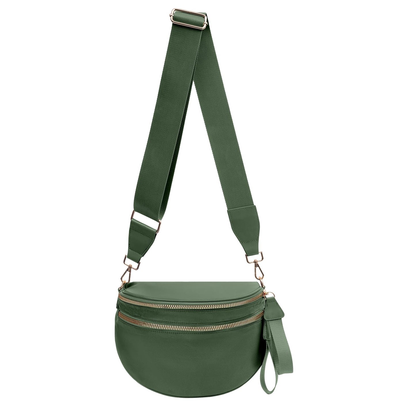 Nylon Crossbody Bags Bum Bag for Women Large Sling Bag Purse with Adjustable Strap（Black）