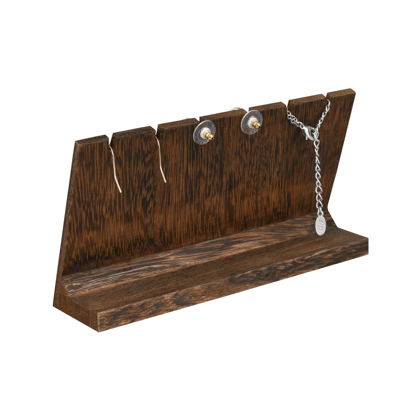 MOOCA Stunning 3-Piece Wooden Jewelry Display Stand Set - Versatile Earring and Pendant Organizer | Elegant Jewelry Stand, Rack, and Holder for Earrings | Holds up to 12 Pairs, Brown Color