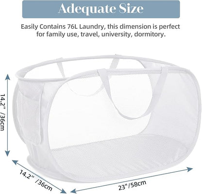 Strong Mesh Pop Up Laundry Basket, Collapsible Laundry Hamper