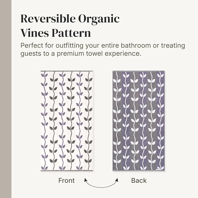 Modern Threads Organic Vines 6-Piece 100% Cotton Towel Set – Yarn Dyed Jacquard