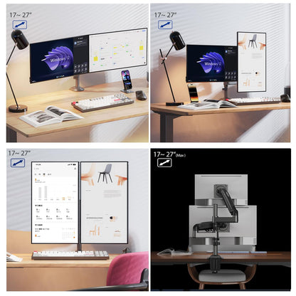NB North Bayou Dual Monitor Desk Mount Stand Full Motion Swivel Computer Monitor Arm Fits 2 Screens up to 27'' with Load Capacity 4.4~19.8lbs for Each Monitor H180-G