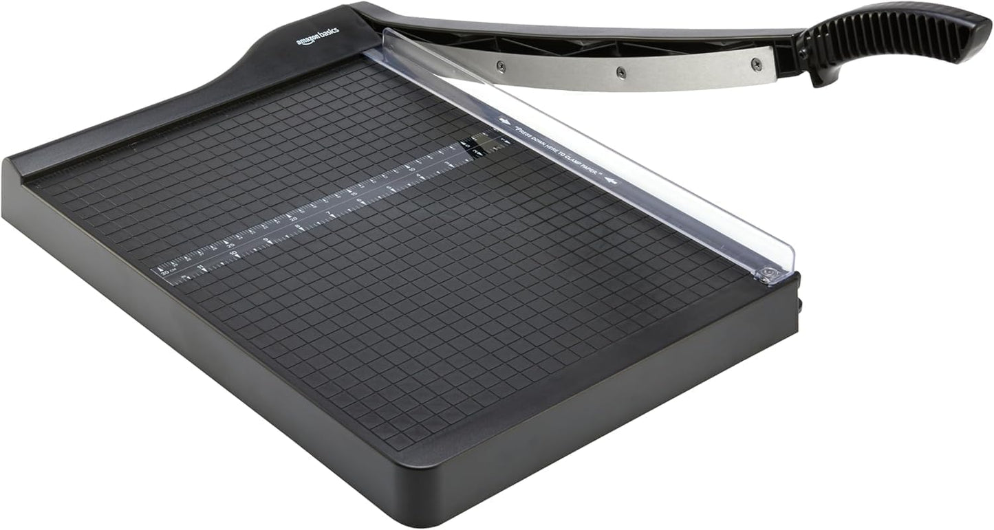 Amazon Basics Paper Trimmer Cutter for Office and Crafts, Heavy-Duty, Portable Guillotine Paper Cutter, 15-Inch, 10-Sheet Cardstock for Photos