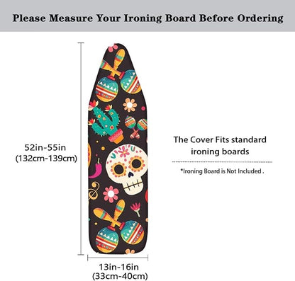 Mexican Skull Cactus Ironing Board Cover-15x 54 Elastic Edges Non-Slip Day of