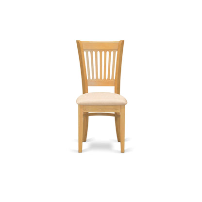 East West Furniture VAC-OAK-C Vancouver Dining Chairs - Linen Fabric Upholstered Wood Chairs, Set of 2, Oak