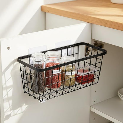 2 Pack Hanging Wall Basket Organizer Over the Cabinet Door Wire Baskets