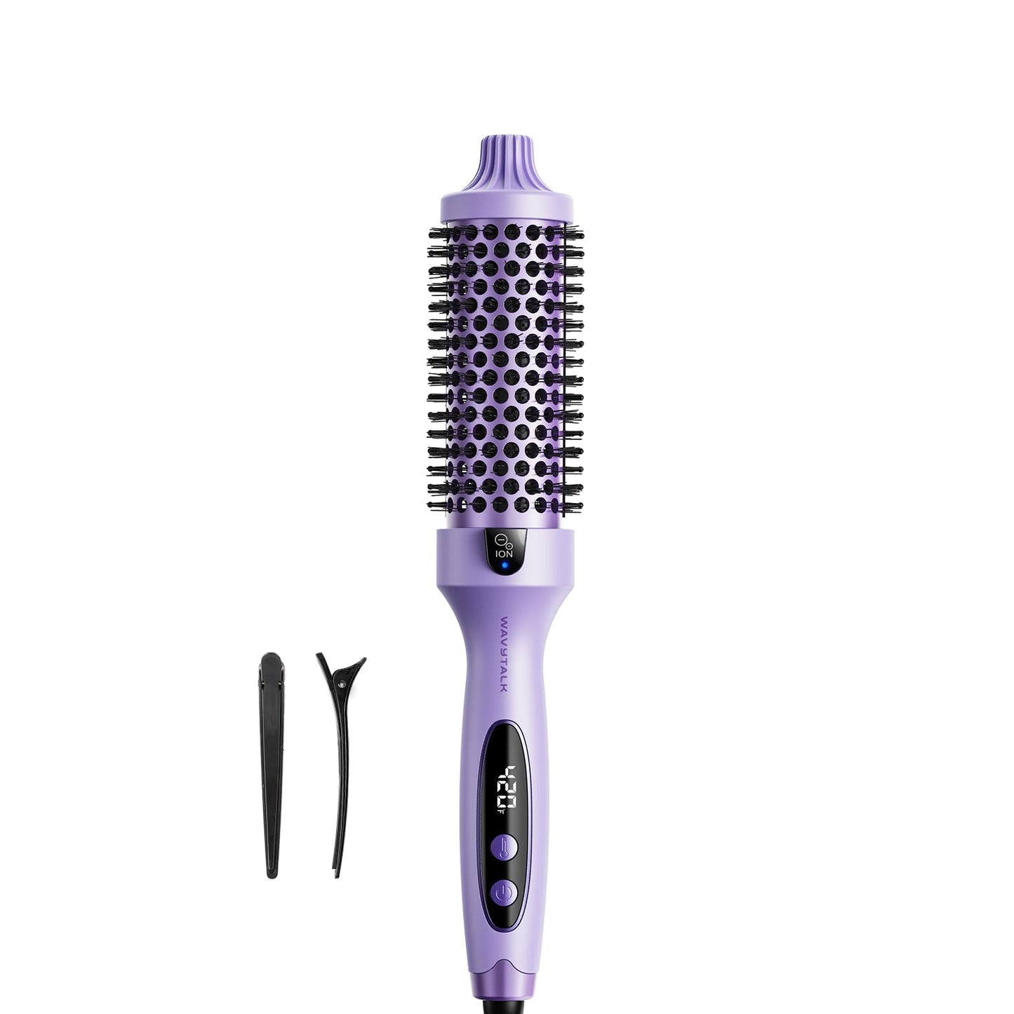 Wavytalk Thermal Brush, Blowout Boost 1.5 inch Heated Round Brush for Blowout Look, Dual Voltage, Pink, Sakura, Tourmaline Ceramic, Negative Ion Technology, 5 Temperature Settings, Less Damage