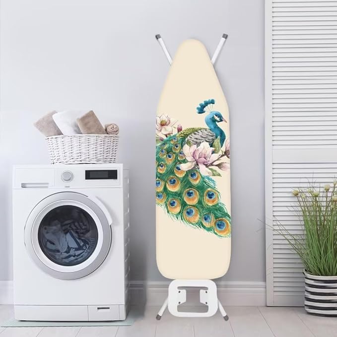 Durable Iron Board Cover Non Stick Scorch Easy-Fit Peacock Ironing Board Cover