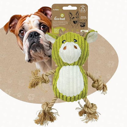 Eco-Bud Buddy Pet Toys for Dogs, Densely Woven Squeaky Dog Toys with Built-in Squeak, Long-Lasting and Durable, Recycled Plush Dog Squeaky Toys