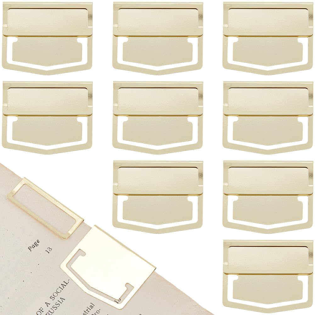 CRASPIRE 14Pcs Metal Bookmark Page Clip Index Clips 1.1 x 1.4 Inch Golden Stainless Steel Retro Book Page Line Markers Label Planner Clamps Accessories for Reading Notebook Office School Supplies