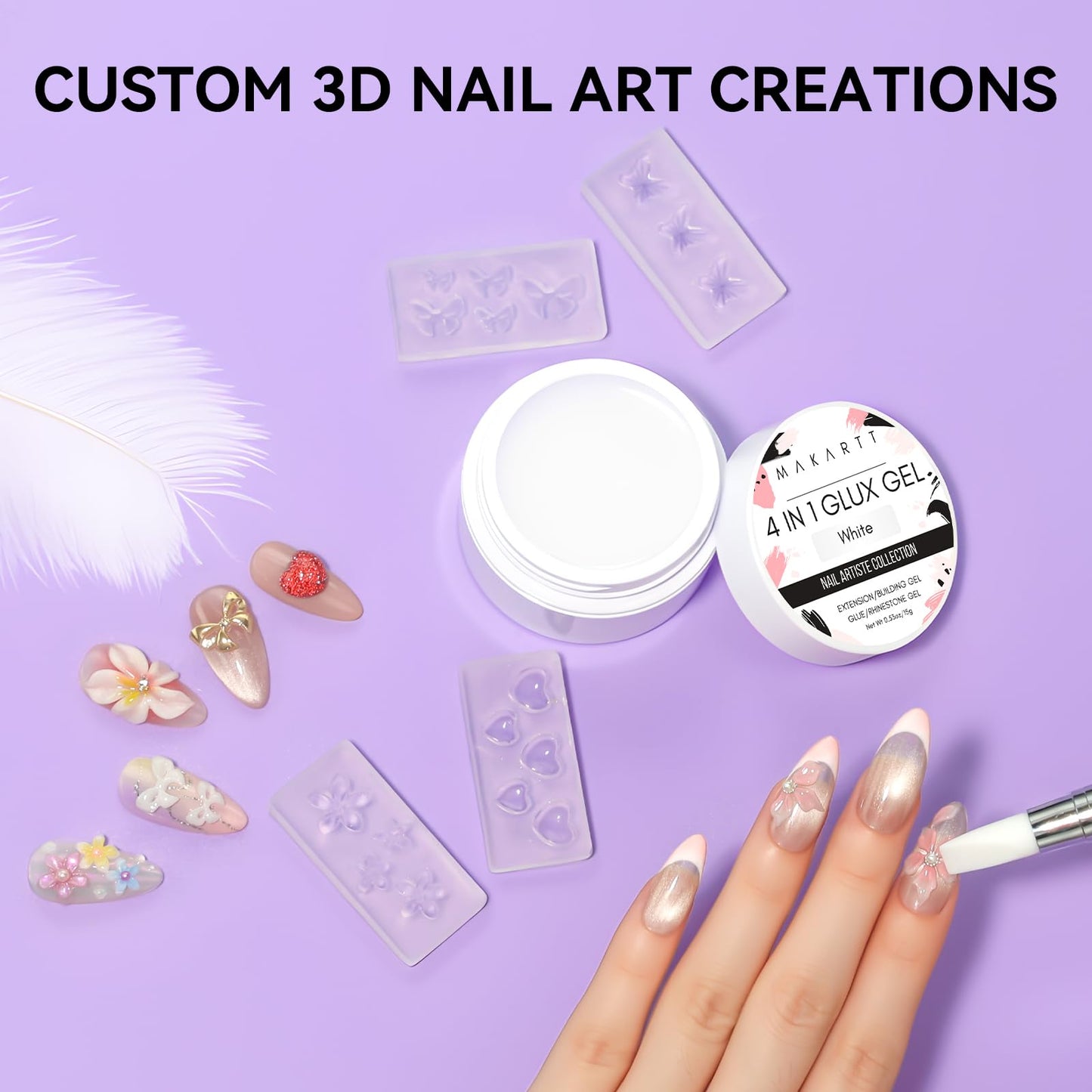 Makartt Clear Gel Builder Kit: Self-Levelling, Long Lasting Extension Hard Gels for Strengthener, Broken Nails Repair Gel Kit with Paper Forms, Dual forms, Nail File and Dual-End Brush 1.06 oz