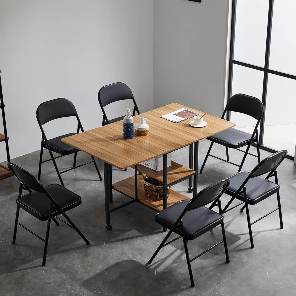 Karl home 4 Pack Black Folding Chairs with Padded Seats for Outdoor & Indoor, Portable Stackable Commercial Seat with Steel Frame for Events Office Wedding Party, 330lbs Capacity