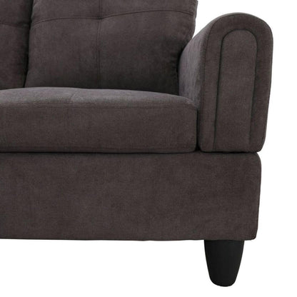 UOCFYK Dark Brown L-Shaped 3-Piece Flannel Sofa with Storage Ottoman Set, Sectional Couch Sofa Set for Living Room, Office, Small Space