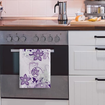 Purple Floral Kitchen Towels