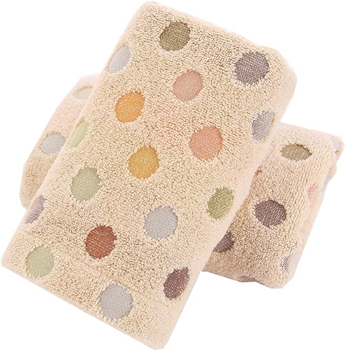 Pidada Hand Towels Set of 2 Colorful Polka Dot Pattern 100% Cotton Soft
