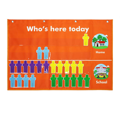 Auchq Classroom Attendance Chart Helping Hands Pocket Chart,Durable Classroom Management Pocket Chart for for Classroom,Homeschool,Preschool Supplies