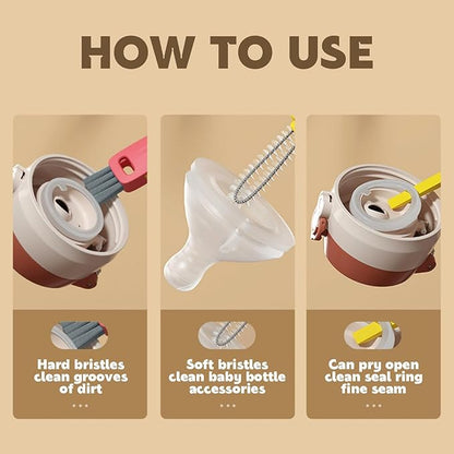 3 in 1 Cup Lid Cleaning Brush, Portable Cup Lid Cleaner