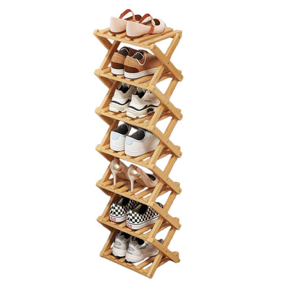Magnitt Shoe Racks, Foldable Shoes Organizer Free Standing Shelf for Entryway, Closet, Bedroom, Hallway, | Natural | Functional | Multifunctional Shoe Rack (Seven Layers of Primary Colors)
