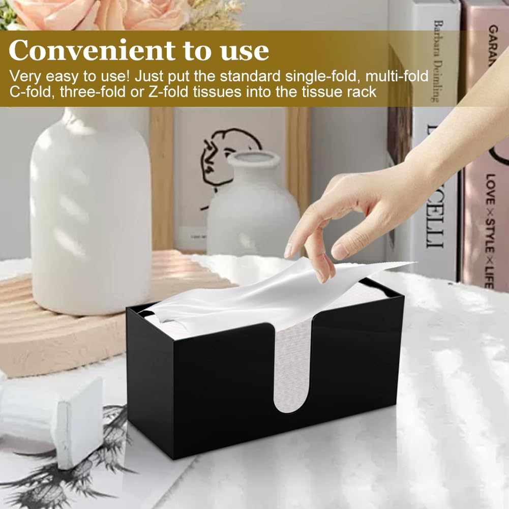 Paper Towel Dispenser Countertop, Acrylic Paper Towel Holder, Black Napkin Holder for Kitchen, Countertop Multifold C-Fold, Z-Fold,MultiFold Trifold-Bathroom Kitchen Restaurant