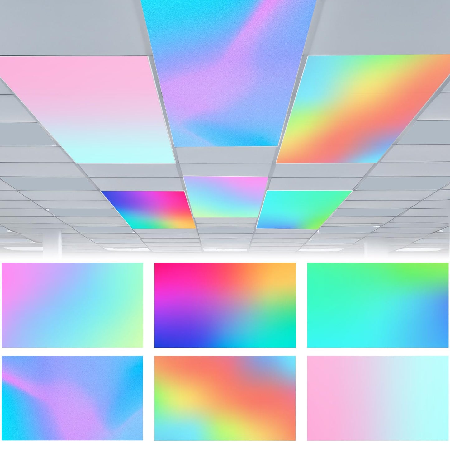VIHOSE 6 Pcs Fluorescent Light Covers for Ceiling Lights Classroom Magnetic Light Covers Classroom Filters Office School Drop Ceiling, 4 x 2 ft(Neon)