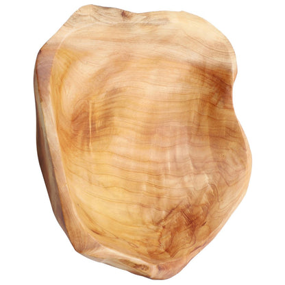 Luxshiny Rustic Wood Fruit Bowl 7.95 Inch Carved Wooden Serving Tray for Salad Snacks Home Decor Kitchen Dining Entertaining