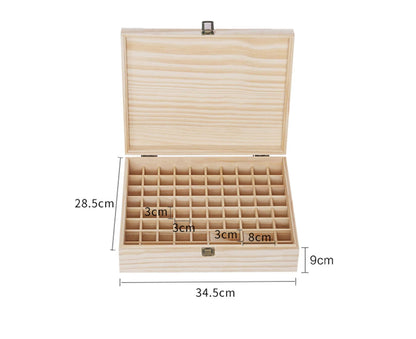 Pure Vie Wooden Essential Oil Storage Box Home Fragrance Carrier Case, Holds 74 Bottle (Fits 5-20ml) - Aromatherapy Organizer Makeup Nail Polish Perfume Container - Keep Your Oil Safe & Space Saver