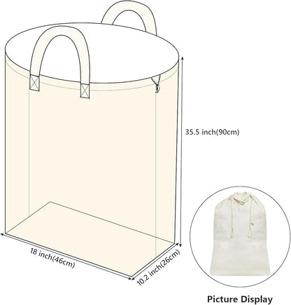 2 Pcs Canvas Laundry Bags with Carrying Handles & Drawstring Closure,