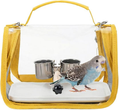 Breathable Bird Backpack, Transparent Travel Carrier, with Perch Stand, 35cm Ventilated Pet Bag with Clear Window Design, Bird Transport with Portable Style, Pet Carrier for Outdoor Travel Camping