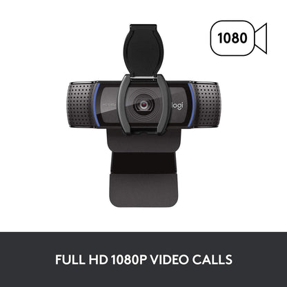 Logitech C920S HD Pro Webcam, Full HD 1080p/30fps Video Calling, Clear Stereo Audio, Light Correction, Privacy Shutter, Works with Skype, Zoom, FaceTime, Hangouts, PC/Mac/Laptop/Tablet/Xbox