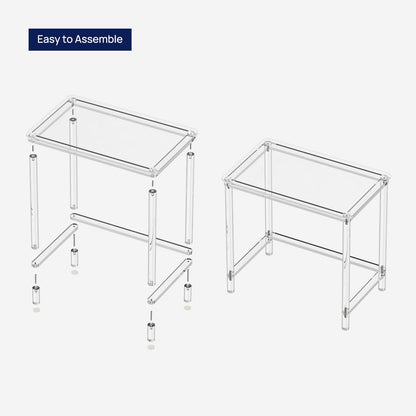 HMYHUM Acrylic Computer Desk, 32 Inch Clear Office Desk for Small Spaces, Study, Writing, Vanity Table with Cylindrical Legs, Modern, Easy Assembly