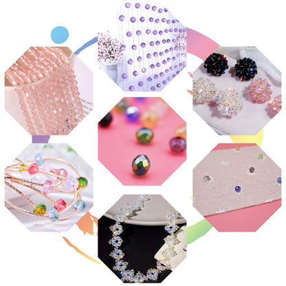 Renashed 1200pcs 6mm Briolette Crystal Glass Faceted AB Beads Spacer Beads for Jewelry Making - Bracelets, Necklaces - 24 Colors with Container Box