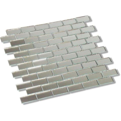 NUORUI 1" x 2" Glass Mosaic Rectangles Brick-Shaped Mirror Mosaic Tiles (Pack of 60) (25 x 50 mm)