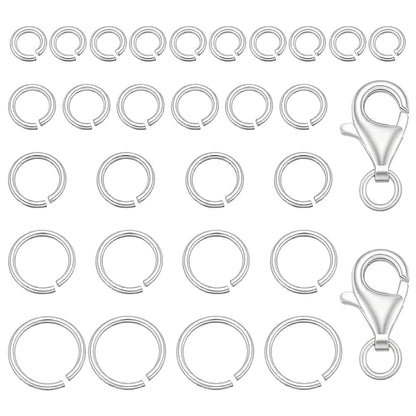 PH PandaHall 30pcs 925 Sterling Silver Jewelry Clasps Kit, Jump Rings Lobster Clasps Kit 4/5/6/7/8mm Open Jump Rings Jewelry Findings Kit for DIY Crafts Jewelry Bracelets Necklaces Making Repair