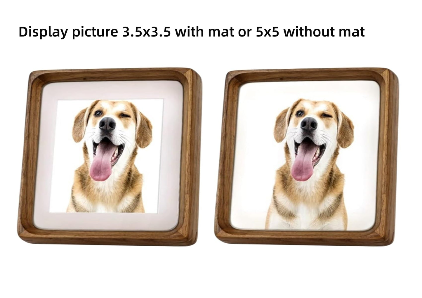 Zibrelte Natural 5x5 Picture Frame Wood with Mat for Pictures 3.5x3.5 or 5x5,Square Wall Photo Frames Made of Solid Walnut Wood for Tabletop Gallery Wall Hanging