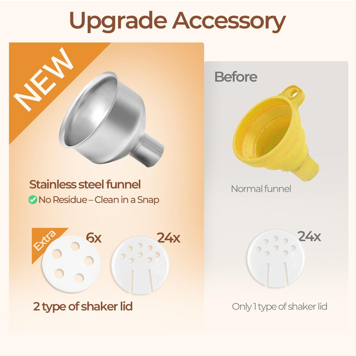 ComSaf Aesthetic Minimalist Glass Spice Jars with Labels, 24Pcs 4oz Empty Spice Containers with 93 Labels, Metal Funnel, Extra Shaker Lids, Square Spice Bottles for Kitchen Organization