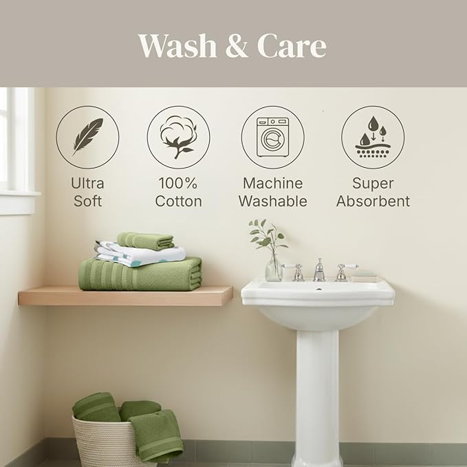 Modern Threads Organic Vines 6-Piece 100% Cotton Towel Set – Yarn Dyed Jacquard