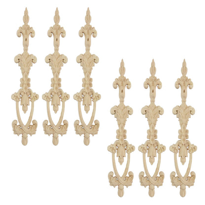 UTALIND 6 Pack Decorative Wood Carved Appliques Onlays Frame Decals, Wooden Carving DIY Craft Set for Wall Dresser Door Bookcase Cabinet (10" x 1.9")