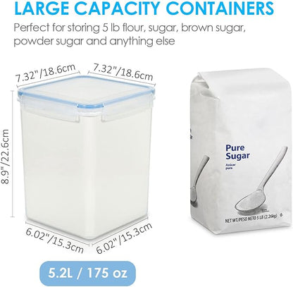 Vtopmart Large Food Storage Containers 5.2L / 175oz, 4 Pieces BPA Free Plastic