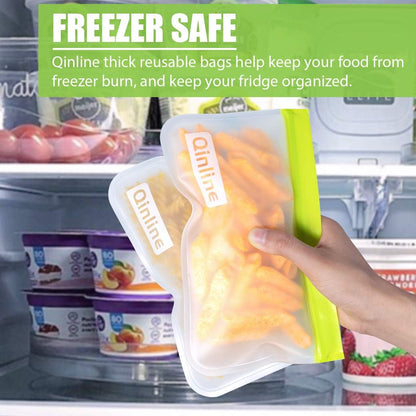 Reusable Food Storage Bags - 24 Pack Freezer Bag, Reusable Bags Silicone, Extra Thick Leakproof Lunch Bag