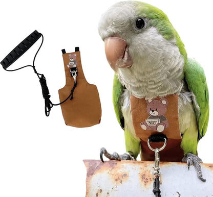 Bird Diaper Harness Flight Suit Clothes, Parrot Flight Suit with Leash for Parrot, Bird Flying Clothes with Rope and Handle for Outdoor Activities Training (Lovebird,with Leash)