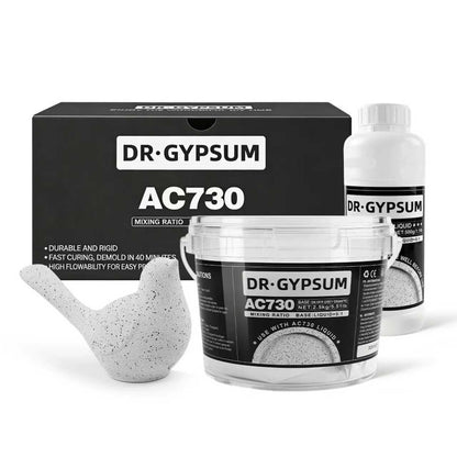DR.GYPSUM Casting Powder, Fast-Curing,Water-Activated Material for DIY Crafts，Two-Part Powder Base and Liquid Set, 1.2kg(2.2Ib Base+0.44Ib Liquid)/Set(Silver Grey Granite)