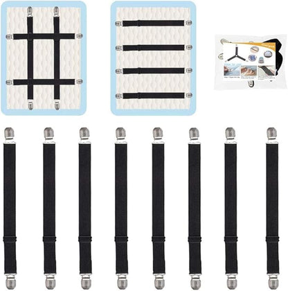 8Pcs Adjustable Bed Sheet Straps Clips, Elastic Mattress Sheet Fasteners Holder