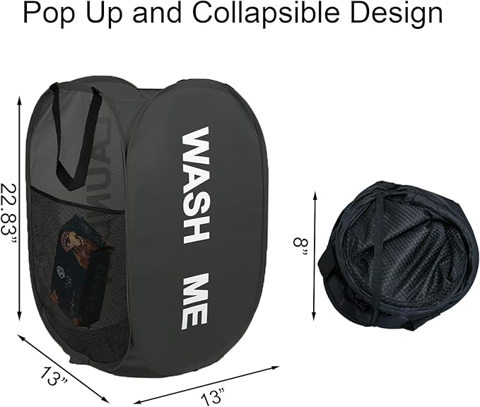 Collapsible Mesh Pop Up Laundry Hamper 2Pack Foldable Laundry Basket