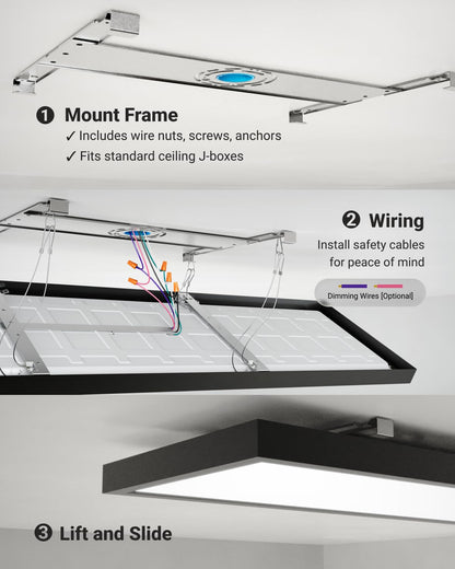 Sunco 2 Pack 1x4 LED Flat Panel Light, Dual Selectable CCT 3500K/4000K/5000K & Selectable Wattage 30W/40W/46W, 5700LM, 0-10V Dimming, Matte Black Drop Ceiling Fixture - ETL, DLC