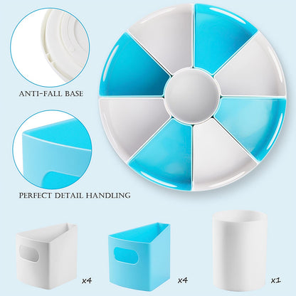 MeCids 360°Rotating Desk Organizers Homeschool Office Organization and Storage Art Supplies Organizers– 12" Lazy Susan Style Caddy with Removable Bins, for Home Offices, School Supplies Classroom Use