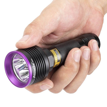 ALONEFIRE SV41 395nm UV Flashlight Light 10W USB Rechargeable Woods Lamp Black Light for Pet Urine Detection, Resin Curing, Scorpion, Fishing, Minerals with UV Protective Glasses, Charger, Battery